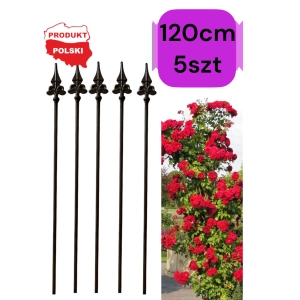 PALIK TYCZKA Z LILIĄ DO ROŚLIN 120CM PODPORA POMIDORÓW KWIATY METALOWA SOLIDNA 5SZT